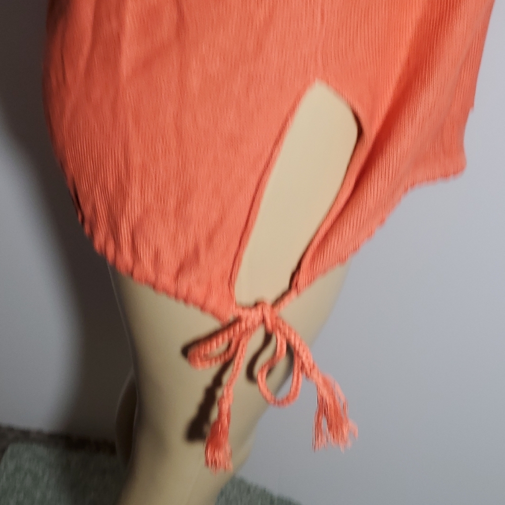 FREE PEOPLE Size XS OPTIMISTIC LINEN BLEND Women's Coral Hooded Pullover Top - Picture 10 of 15